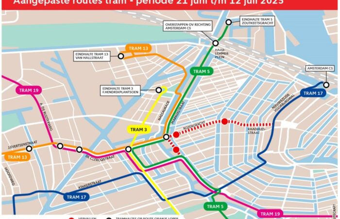Bereikbaarheid VCA-kantoor – Werkzaamheden / aangepaste tramroute 21 juni t.m. 12 juli